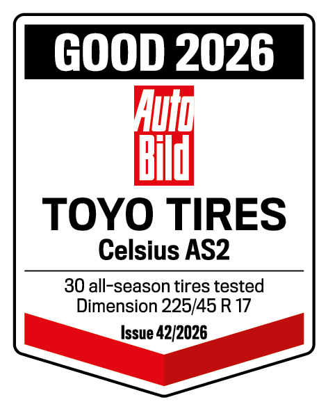 AutoBild Test label for Toyo Tires All Season tire Celsius AS2 from year 2026